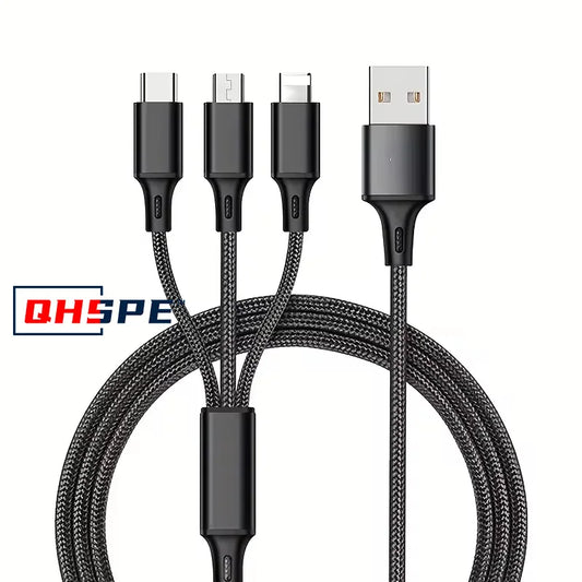 3 IN 1 USB Cable Micro USB Type C Charger Cable Multi Usb Port Fast Charging Cord For iPhone 11 12 13 Pro Max Xiaomi  Samsung
